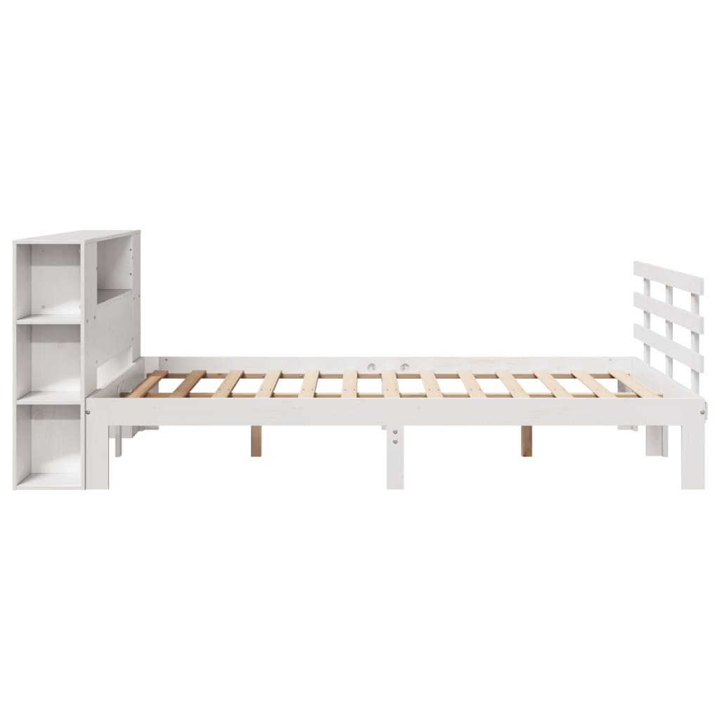 Bed met boekenkast zonder matras grenenhout wit 120x190 cm