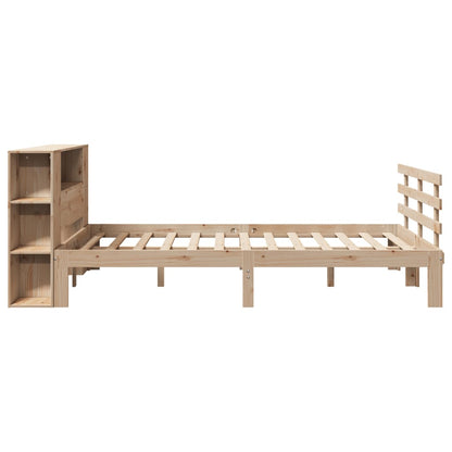 Bed met boekenkast zonder matras massief grenenhout 135x190 cm