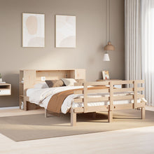 Bed met boekenkast zonder matras massief grenenhout 135x190 cm