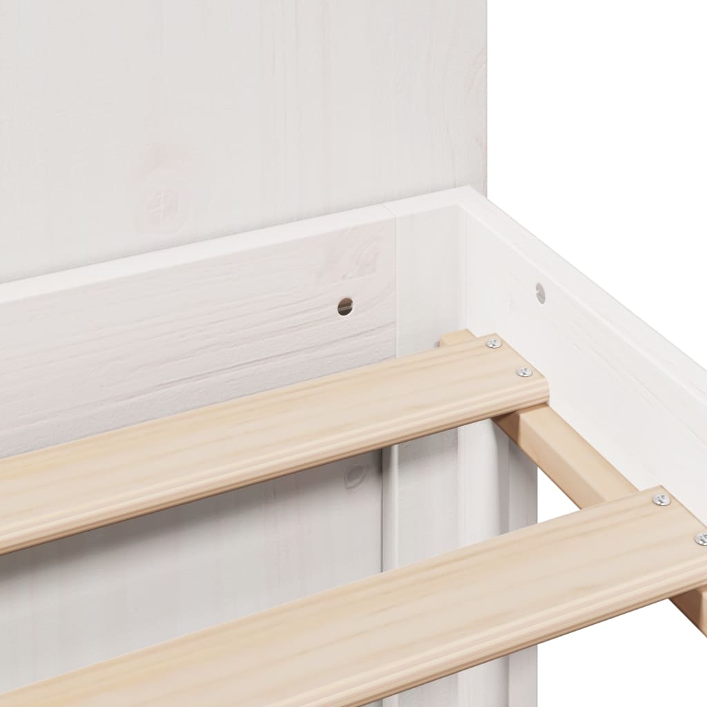 Bed met boekenkast zonder matras grenenhout wit 140x190 cm