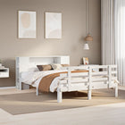 Bed met boekenkast zonder matras grenenhout wit 140x190 cm