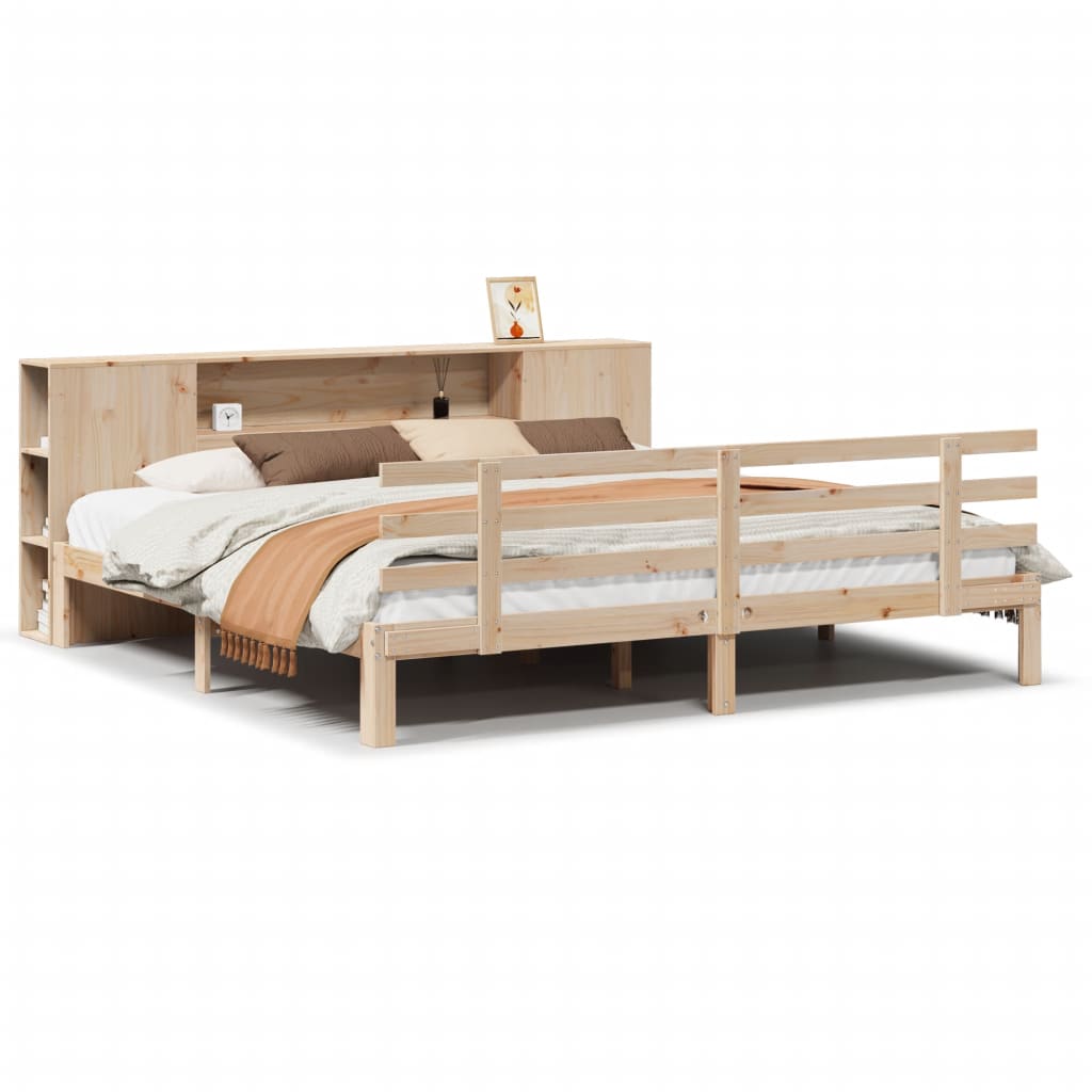 Bed met boekenkast zonder matras massief grenenhout 180x200 cm