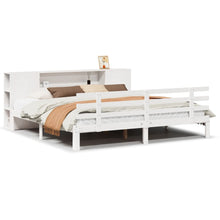 Bed Met Boekenkast Zonder Matras Grenenhout 200 x 200 cm Wit