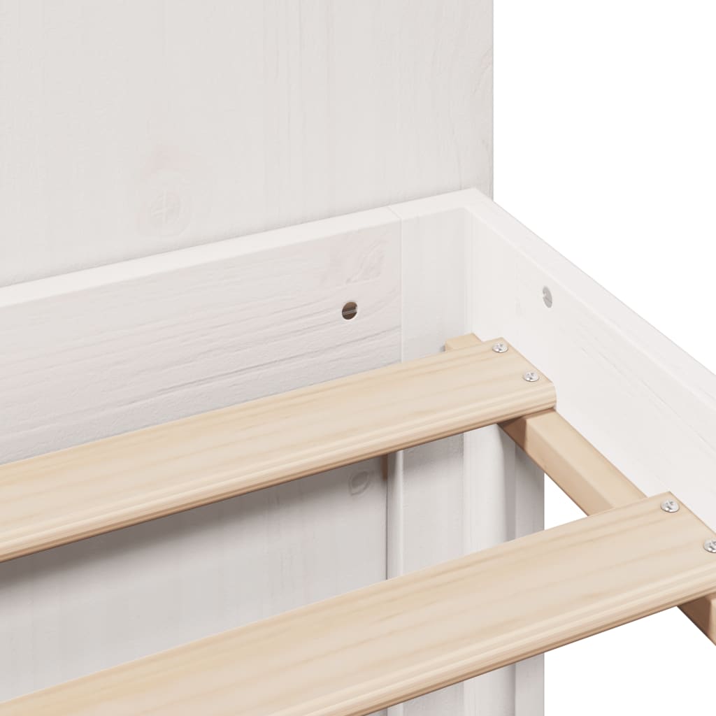 Bed Met Boekenkast Zonder Matras Grenenhout 200 x 200 cm Wit