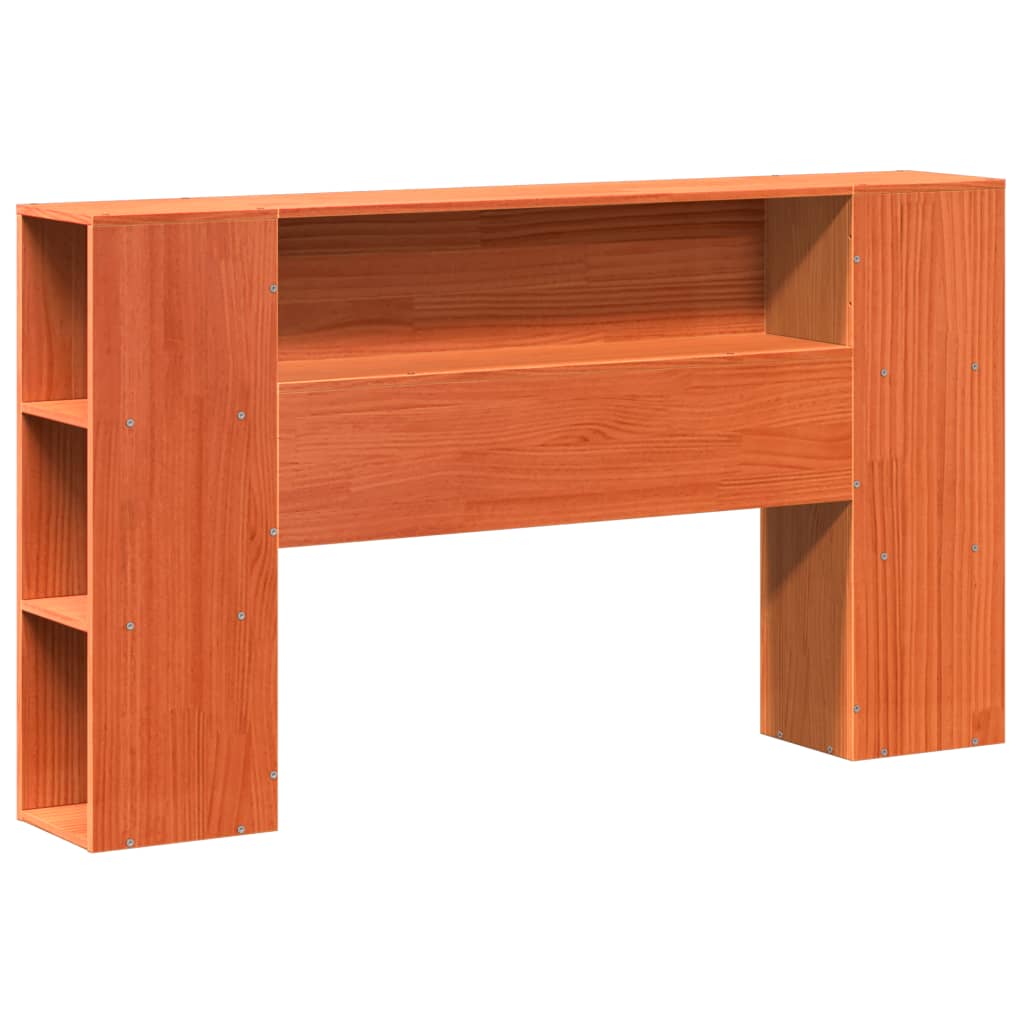 Bed met boekenkast zonder matras grenenhout wasbruin 140x190 cm