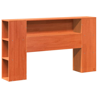 Bed met boekenkast zonder matras grenenhout wasbruin 140x190 cm