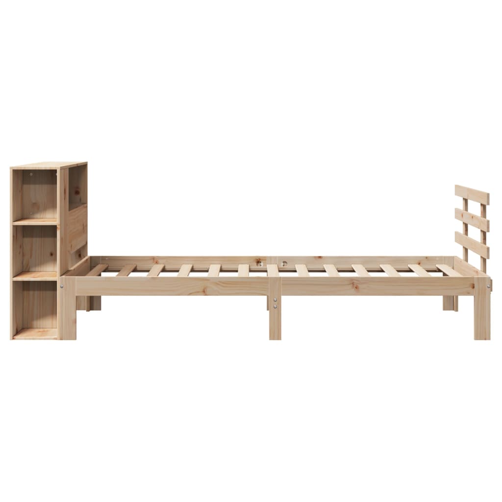 Bed met boekenkast zonder matras massief grenenhout 75x190 cm