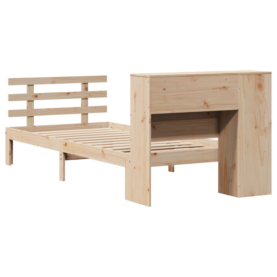 Bed met boekenkast zonder matras massief grenenhout 75x190 cm