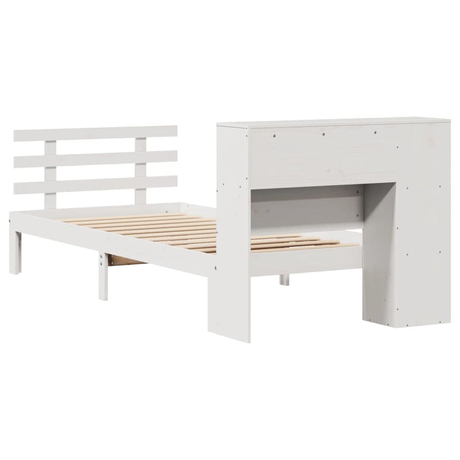 Bed met boekenkast zonder matras grenenhout wit 75x190 cm