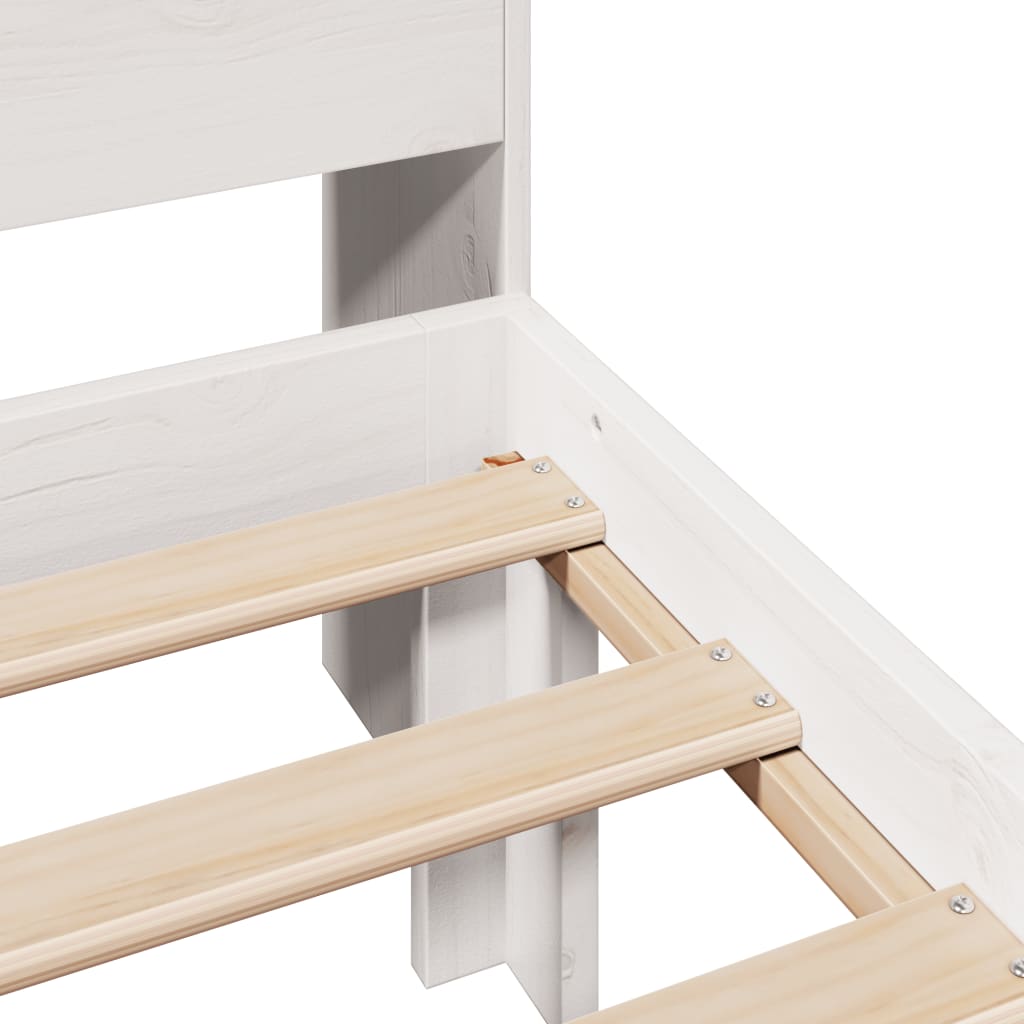 Bed met boekenkast zonder matras grenenhout wit 75x190 cm