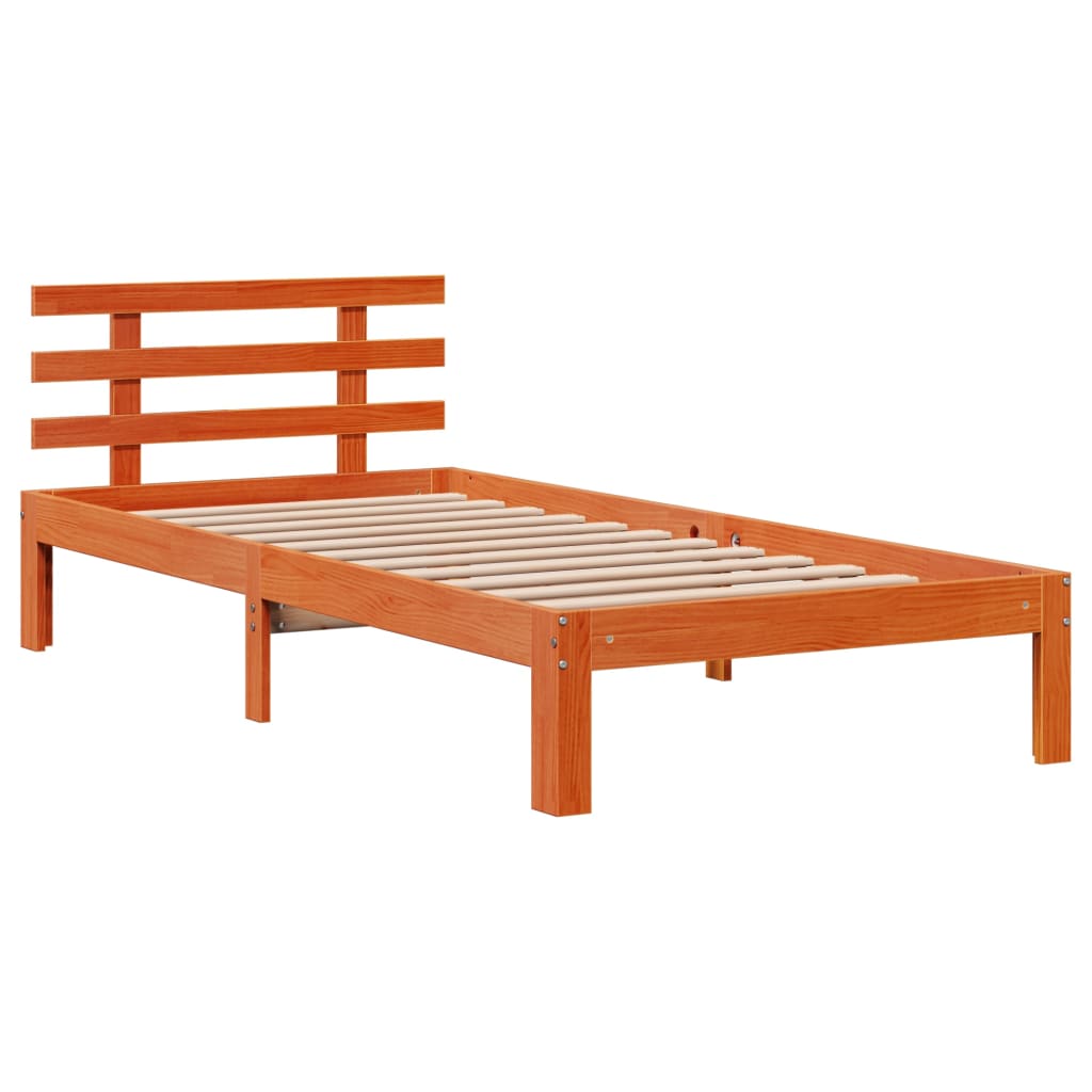 Bed met boekenkast zonder matras grenenhout wasbruin 100x200 cm
