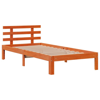 Bed met boekenkast zonder matras grenenhout wasbruin 100x200 cm