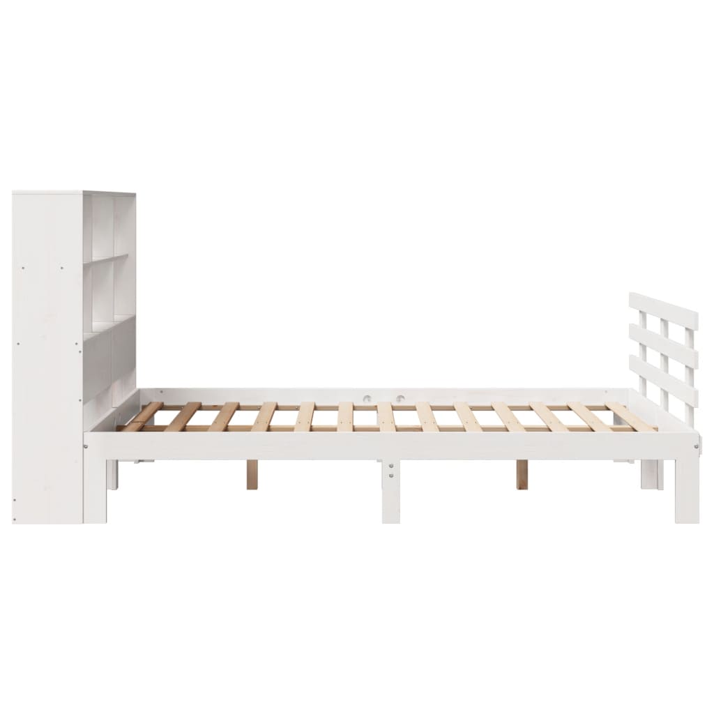 Bed Met Boekenkast Zonder Matras Grenenhout Wit 120X190 Cm
