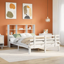 Bed Met Boekenkast Zonder Matras Grenenhout Wit 120X190 Cm