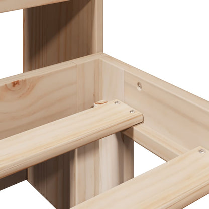 Bed Met Boekenkast Zonder Matras Massief Grenenhout 90 x 200 cm Naturel