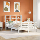 Bed met boekenkast zonder matras grenenhout wit 120x200 cm