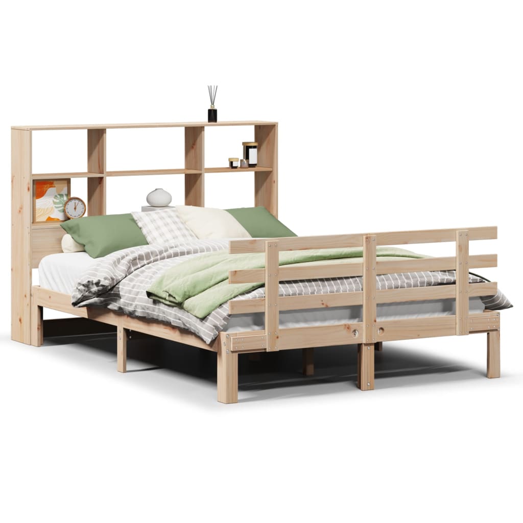 Bed met boekenkast zonder matras massief grenenhout 160x200 cm
