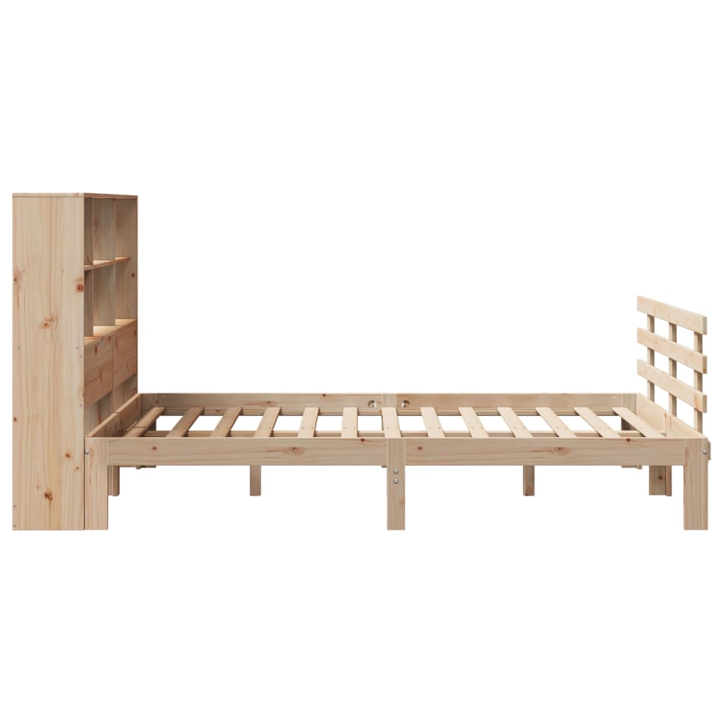 Bed met boekenkast zonder matras massief grenenhout 160x200 cm