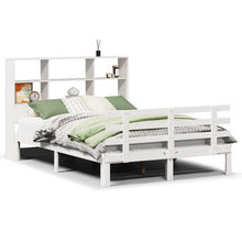 Bed met boekenkast zonder matras grenenhout wit 160x200 cm