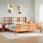 Bed met boekenkast zonder matras grenenhout wasbruin 180x200 cm