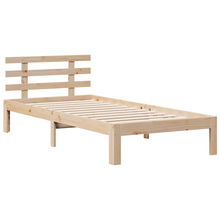 Bed met boekenkast zonder matras massief grenenhout 75x190 cm