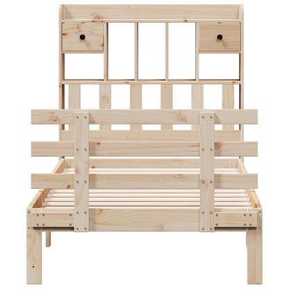 Bed met boekenkast zonder matras massief grenenhout 90x190 cm