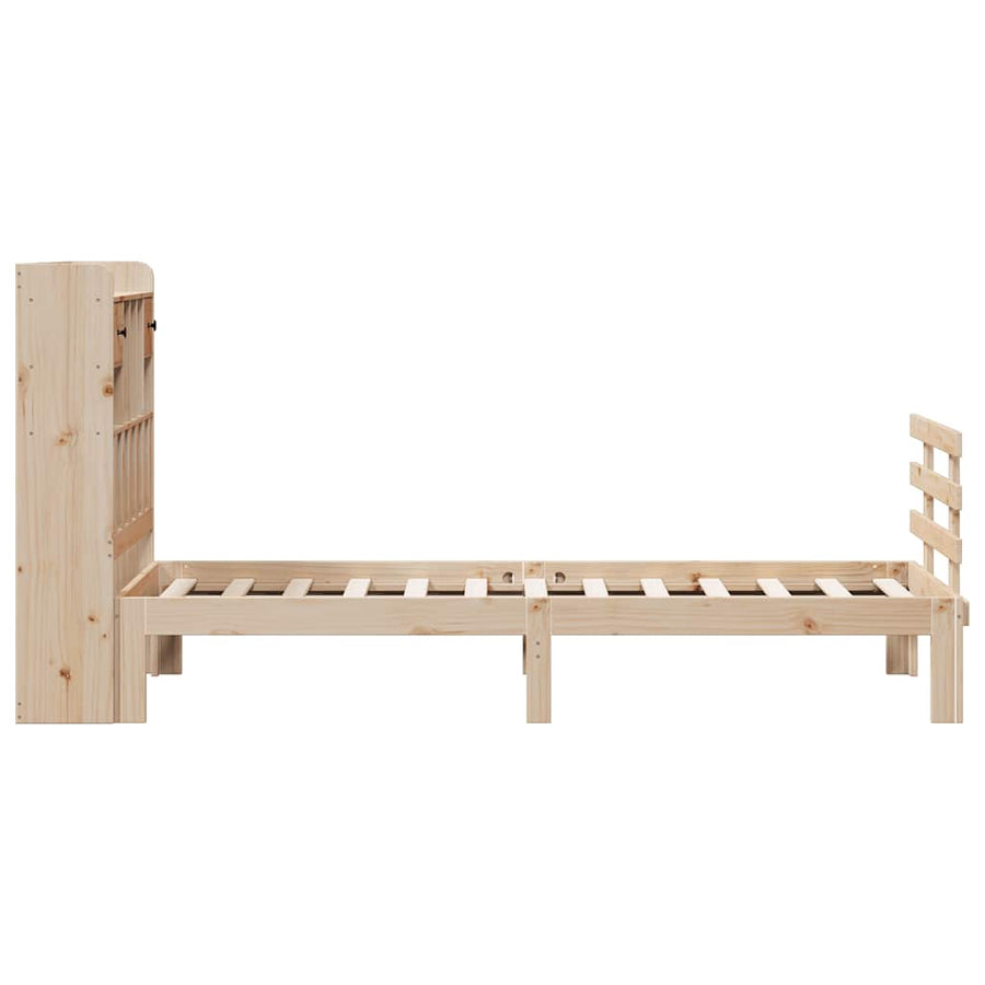 Bed met boekenkast zonder matras massief grenenhout 90x190 cm