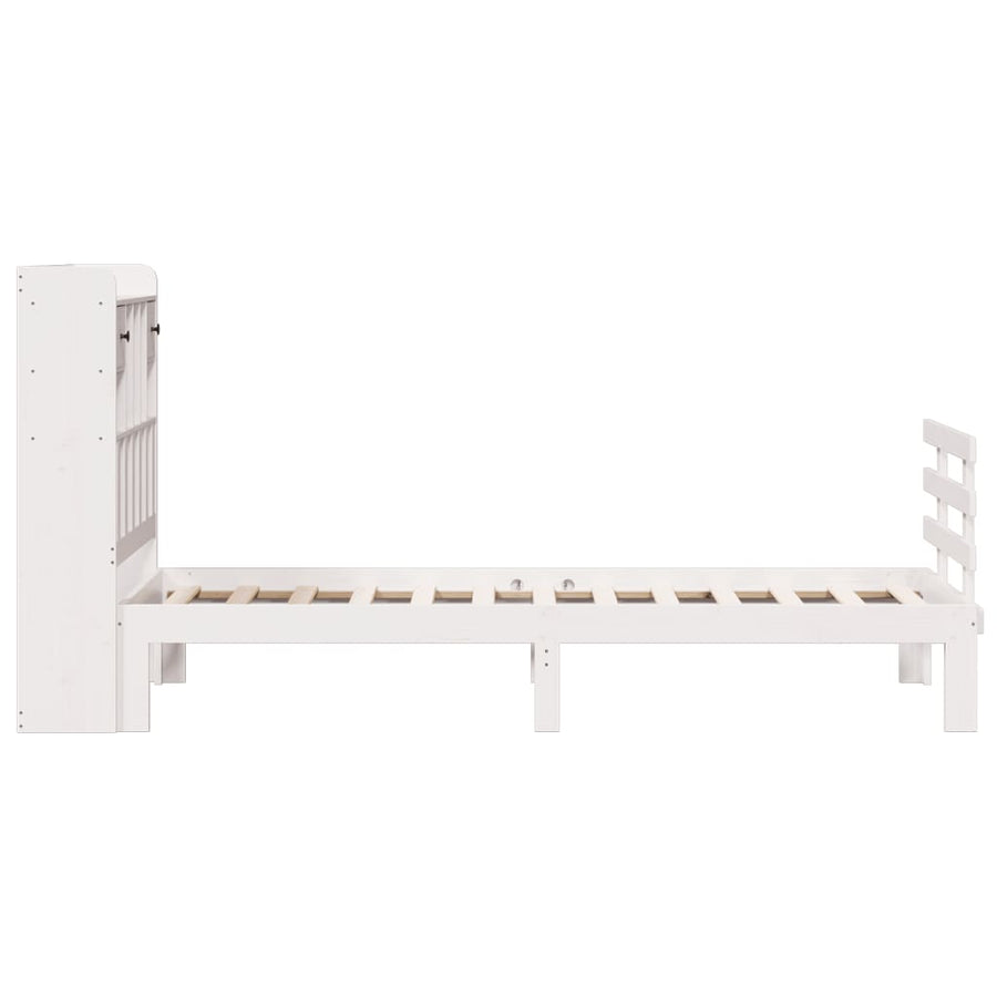Bed Met Boekenkast Zonder Matras Grenenhout 90 x 190 cm Wit