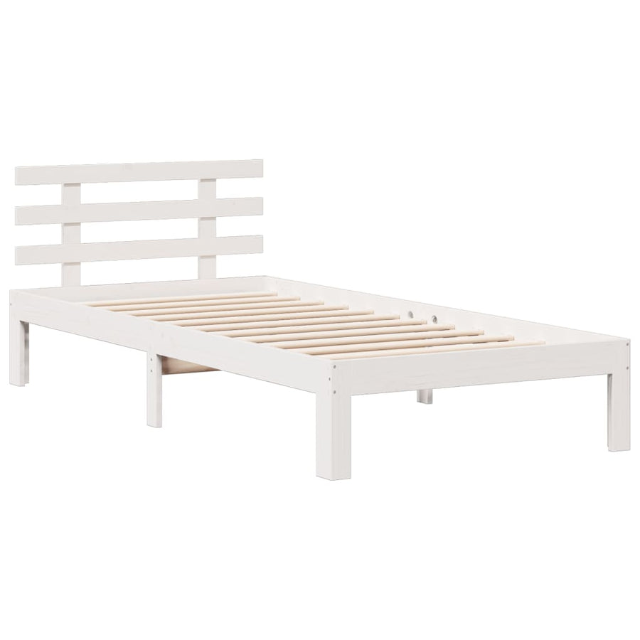 Bed Met Boekenkast Zonder Matras Grenenhout 90 x 190 cm Wit