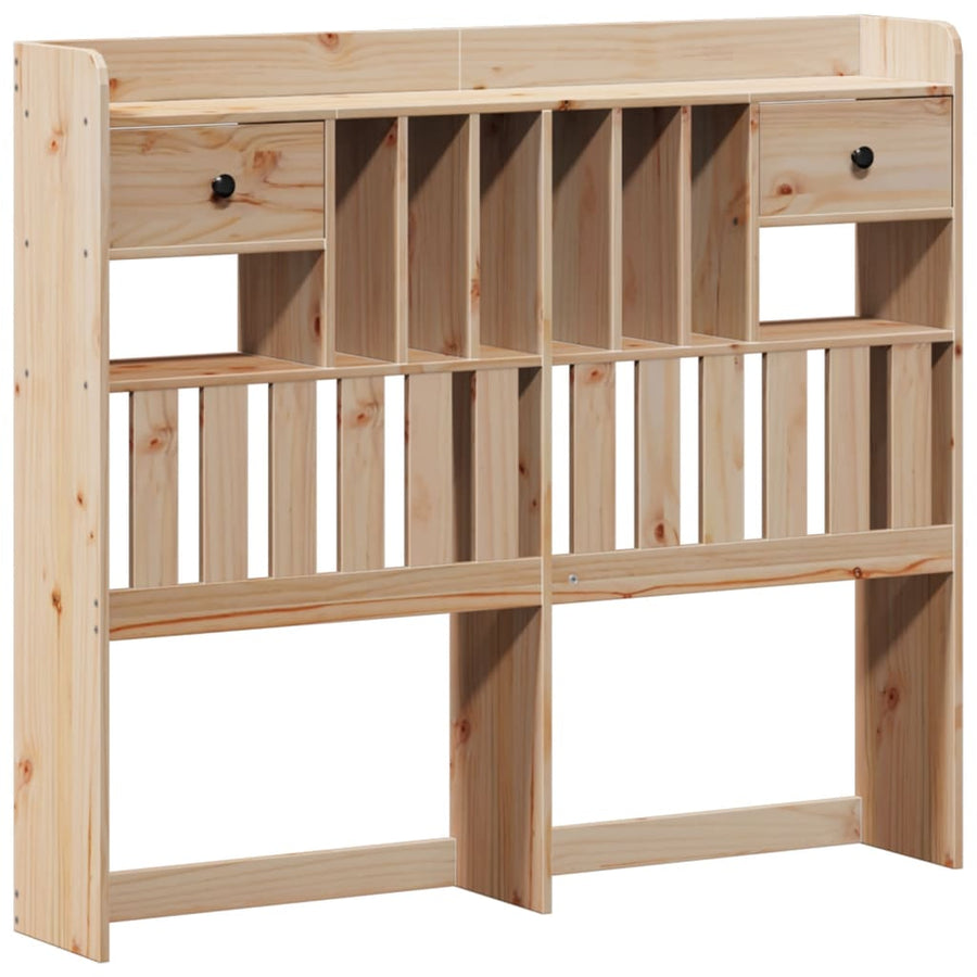 Bed Met Boekenkast Zonder Matras Massief Grenenhout 135 x 190 cm Naturel