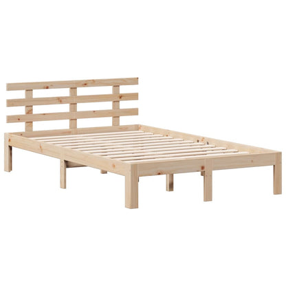 Bed Met Boekenkast Zonder Matras Massief Grenenhout 135 x 190 cm Naturel