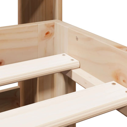 Bed Met Boekenkast Zonder Matras Massief Grenenhout 135 x 190 cm Naturel