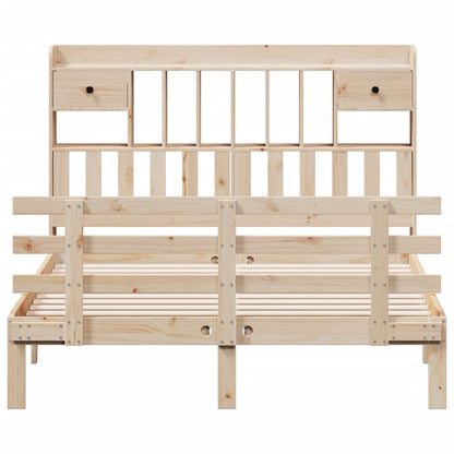 Bed met boekenkast zonder matras massief grenenhout 140x190 cm