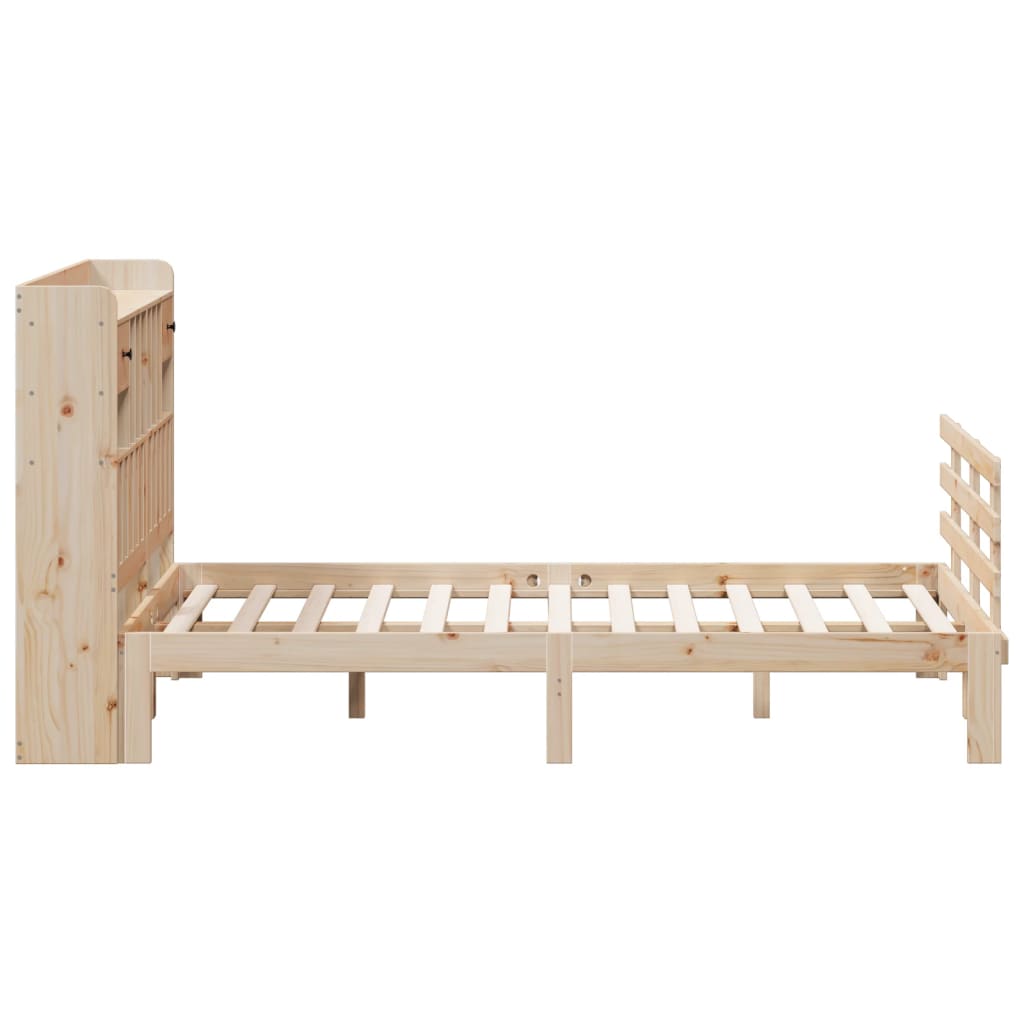 Bed met boekenkast zonder matras massief grenenhout 140x190 cm