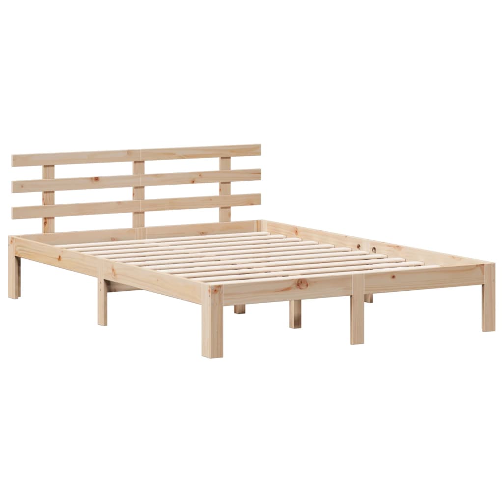Bed met boekenkast zonder matras massief grenenhout 140x190 cm