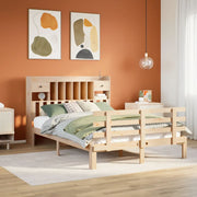 Bed 140x190 cm massief grenenhout met boekenkast