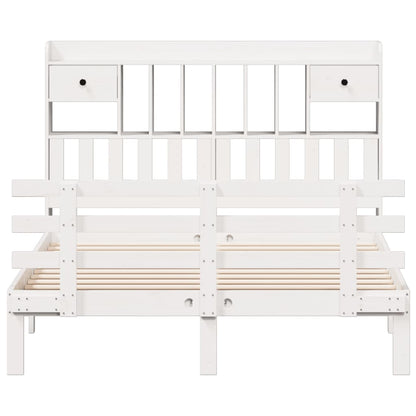 Bed met boekenkast zonder matras grenenhout wit 140x190 cm