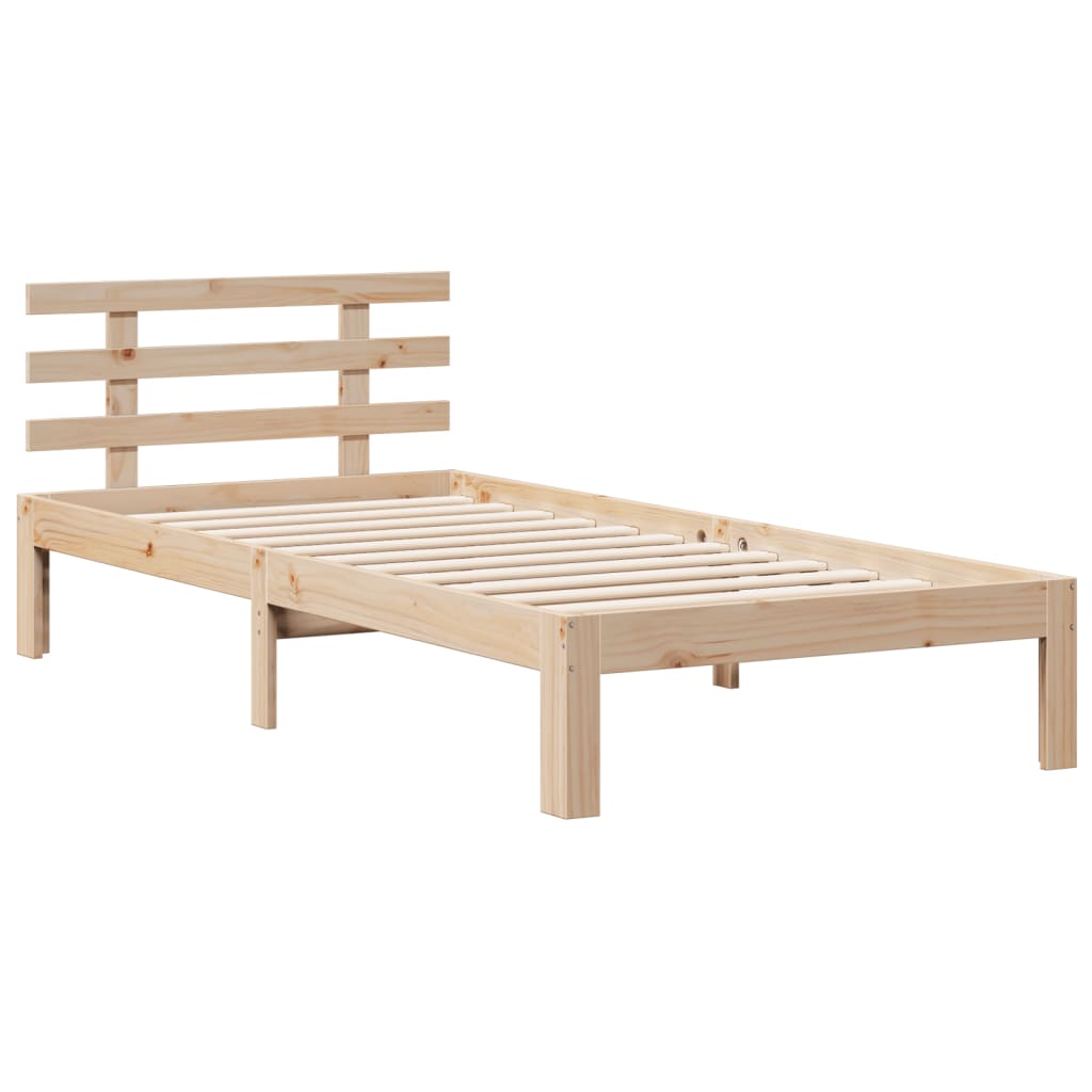 Bed met boekenkast zonder matras massief grenenhout 90x200 cm