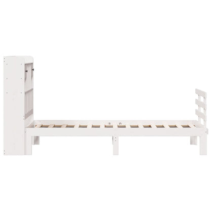 Bed met boekenkast zonder matras grenenhout wit 90x200 cm