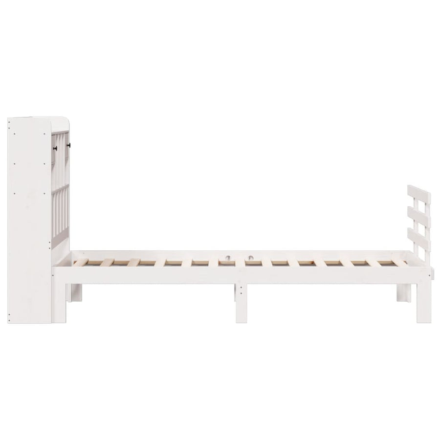 Bed met boekenkast zonder matras grenenhout wit 90x200 cm