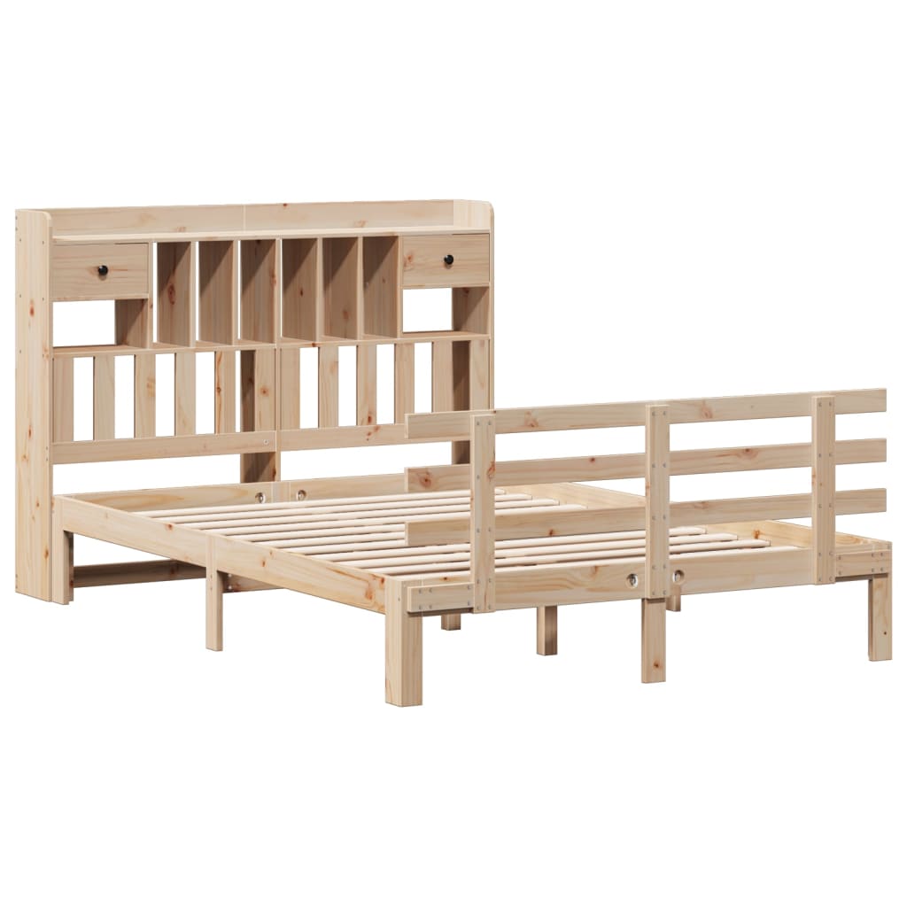 Bed met boekenkast zonder matras massief grenenhout 140x200 cm