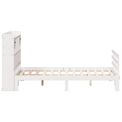 Bed met boekenkast zonder matras grenenhout wit 140x200 cm