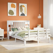 Bed met boekenkast grenenhout wit 140x200 cm