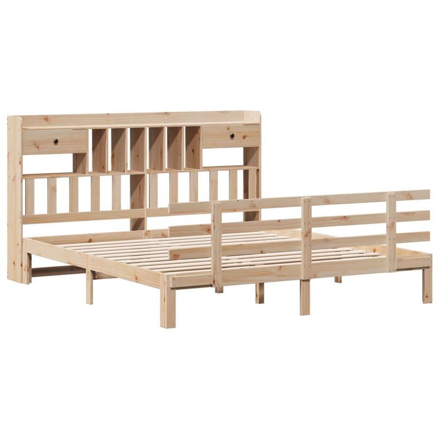 Bed met boekenkast zonder matras massief grenenhout 180x200 cm