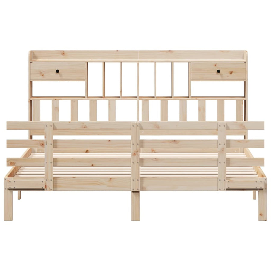 Bed met boekenkast zonder matras massief grenenhout 180x200 cm