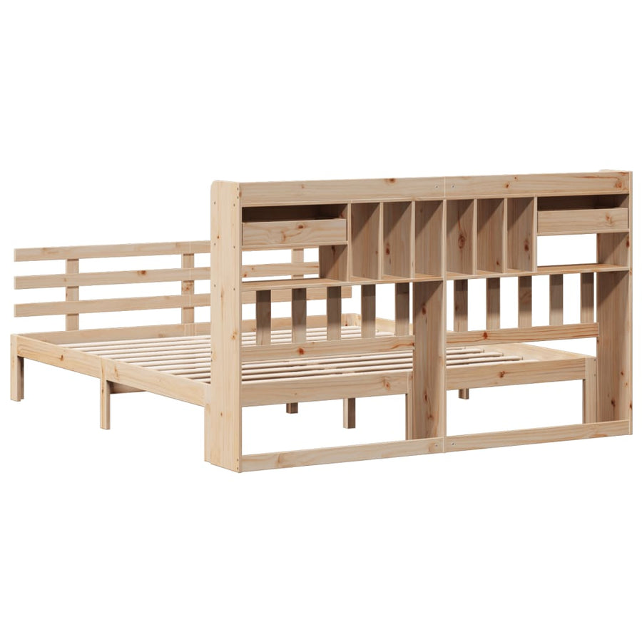 Bed met boekenkast zonder matras massief grenenhout 180x200 cm