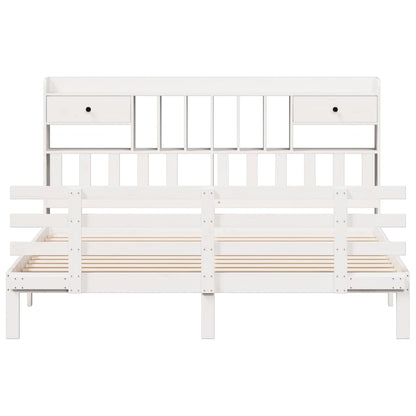 Bed met boekenkast zonder matras grenenhout wit 180x200 cm