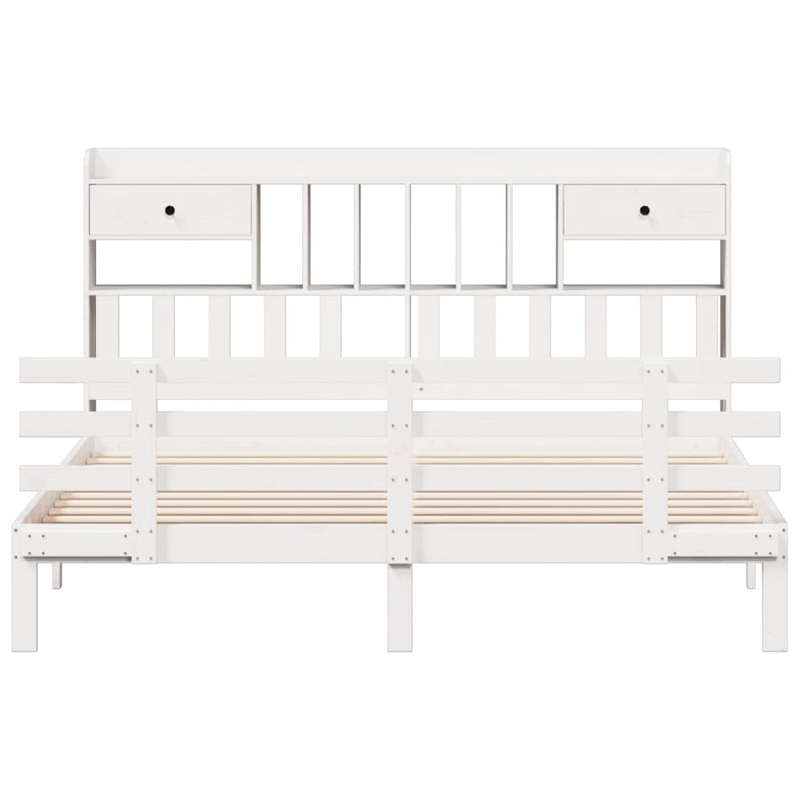 Bed met boekenkast zonder matras grenenhout wit 180x200 cm