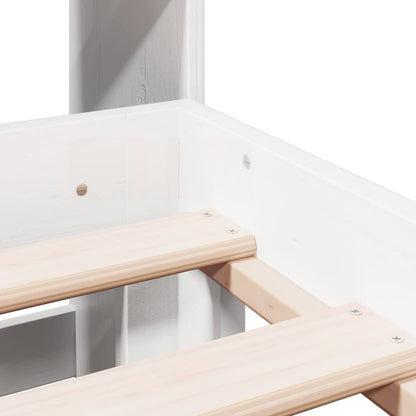 Bed met boekenkast zonder matras grenenhout wit 180x200 cm