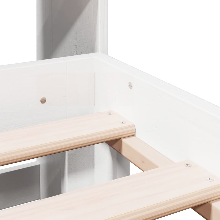 Bed met boekenkast zonder matras grenenhout wit 180x200 cm